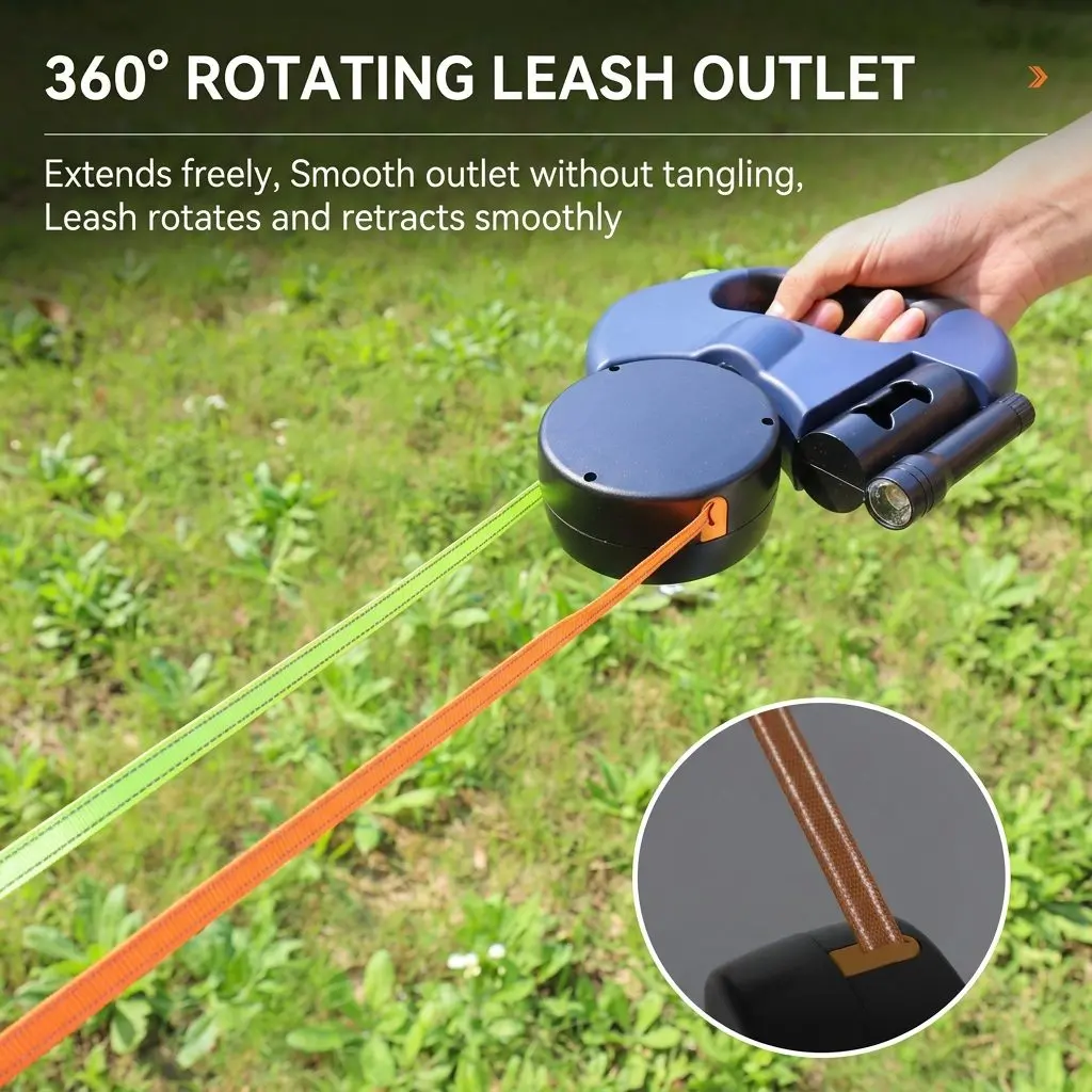 DuoWalk Retractable Double Dog Lead – Auto-Extending 2-in-1 Anti-Tangle Leash for Medium & Large Dogs 5 Heavy-duty nylon tape lines