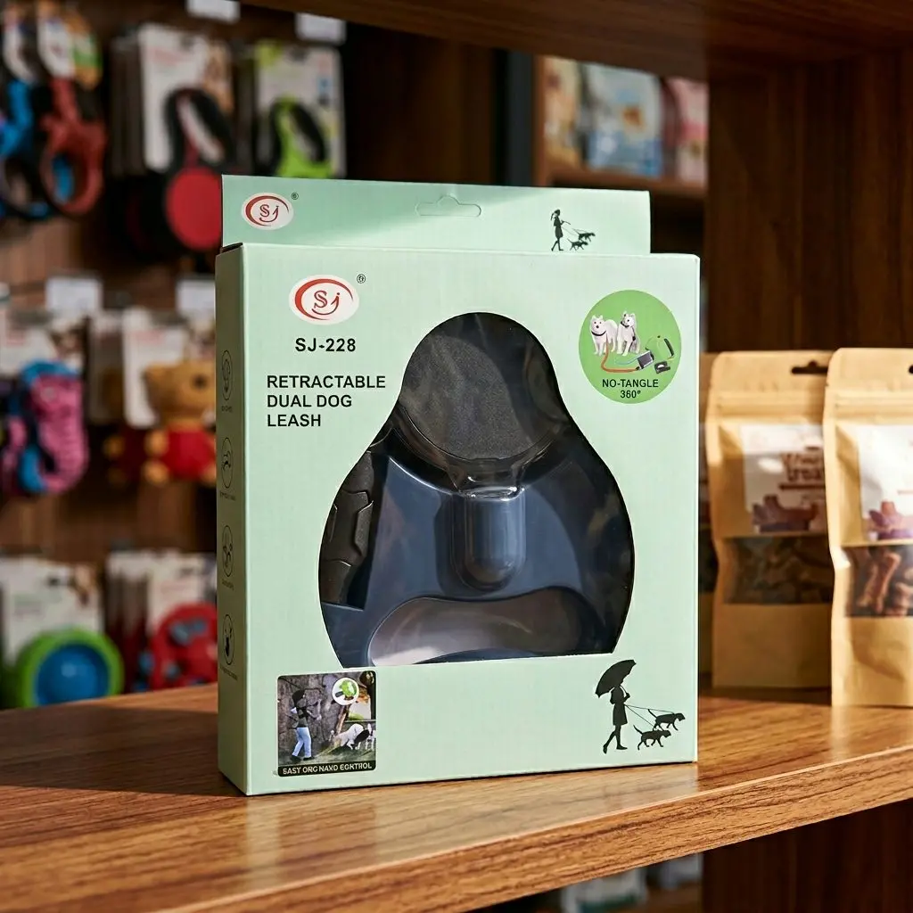 DuoWalk Retractable Double Dog Lead – Auto-Extending 2-in-1 Anti-Tangle Leash for Medium & Large Dogs 4 Ergonomic pistol grip handle