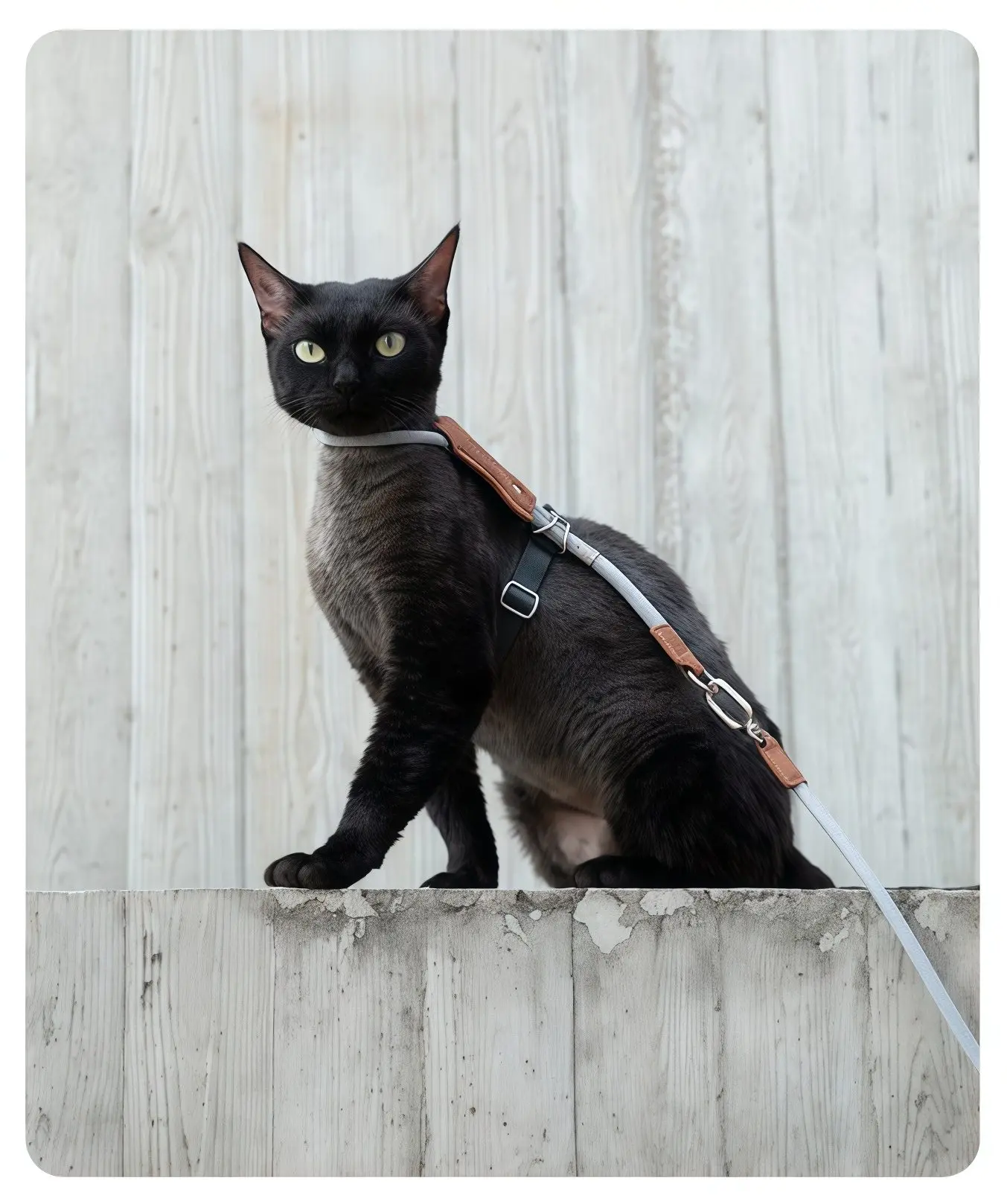 ElegantStep Cat Harness Set – Leather & Rope H-Shape, Adjustable Escape-Proof with Leash 8 ElegantStep harness neck-safe design