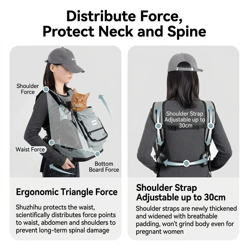 ExploreVest HiDREAM Large Pet Backpack – Front Chest & Shoulder Dual-Mode, Breathable Cat & Dog Carrier 5 Safety-Focused Design