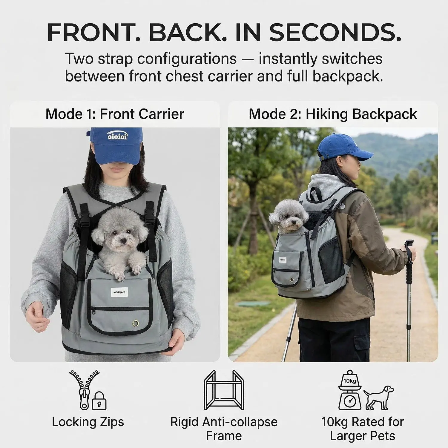 ExploreVest HiDREAM Large Pet Backpack – Front Chest & Shoulder Dual-Mode, Breathable Cat & Dog Carrier 9 ExploreVest action outdoor use