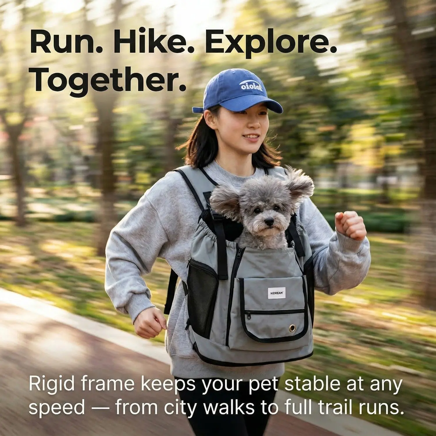 ExploreVest HiDREAM Large Pet Backpack – Front Chest & Shoulder Dual-Mode, Breathable Cat & Dog Carrier 7 Chest mode city carry