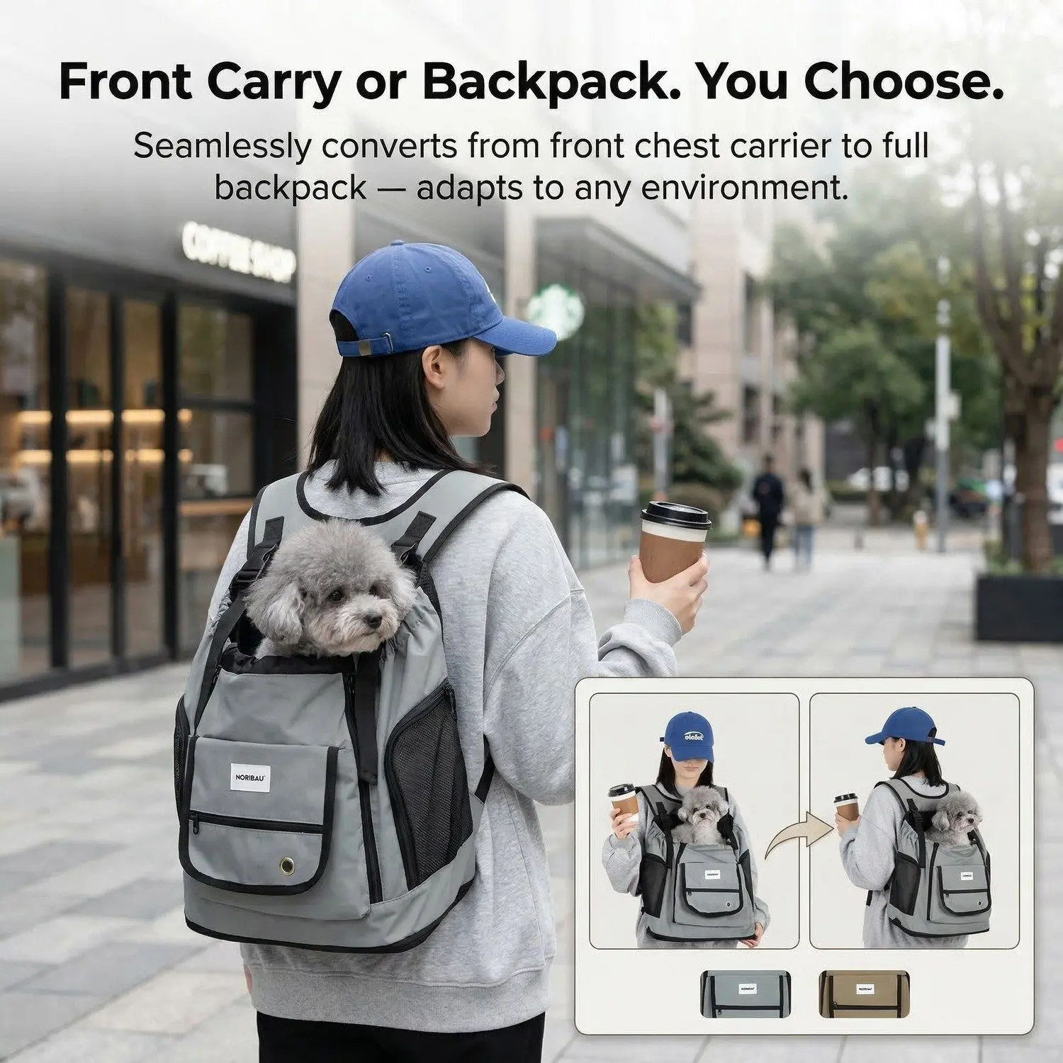 ExploreVest HiDREAM Large Pet Backpack – Front Chest & Shoulder Dual-Mode, Breathable Cat & Dog Carrier 6 ExploreVest in use lifestyle