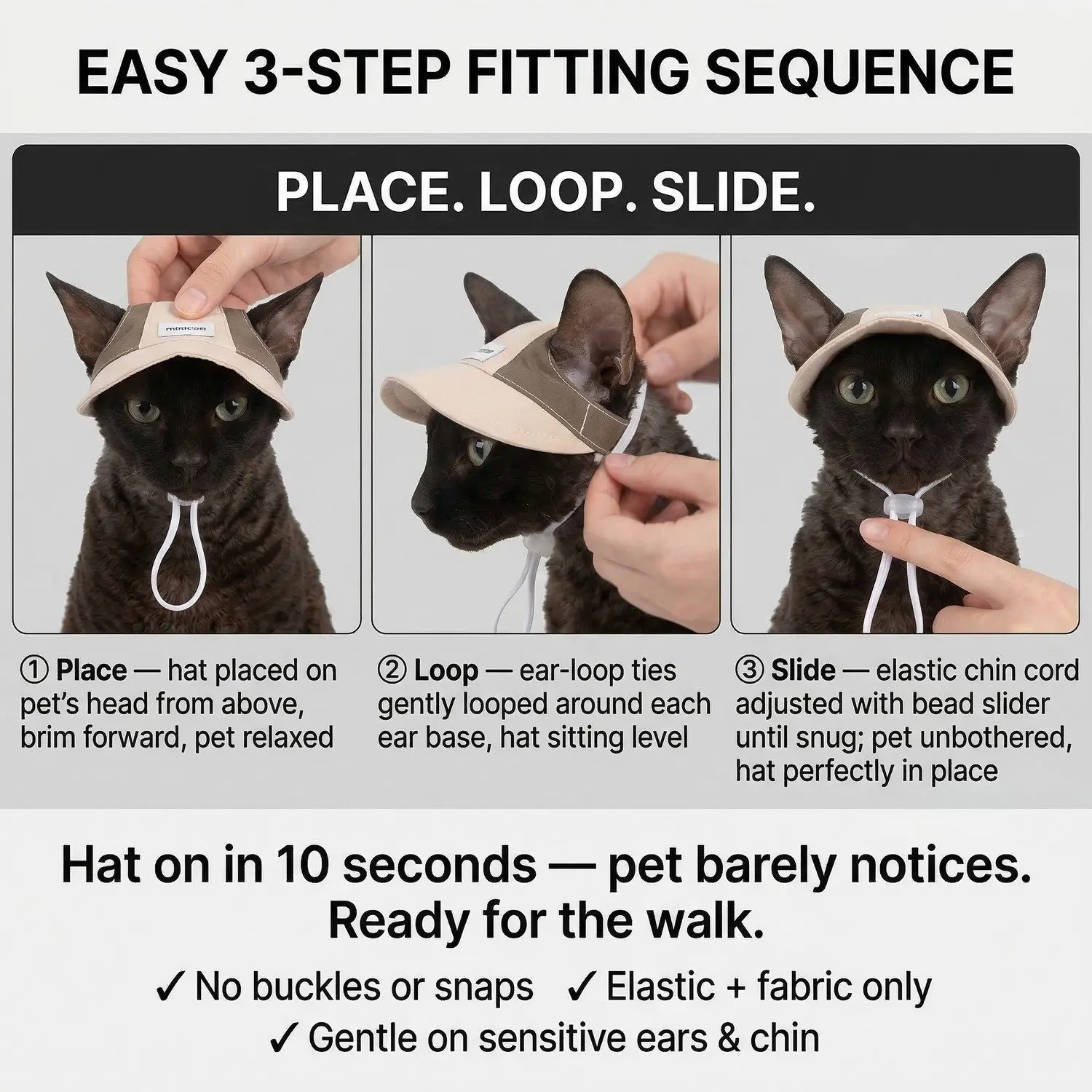 HiDREAM Pet Sun Hat – Adjustable Cat & Dog Cap, UV Protection, Cute Outdoor Photo Accessory 6 Cat wearing HiDREAM Pet Sun Hat outdoors