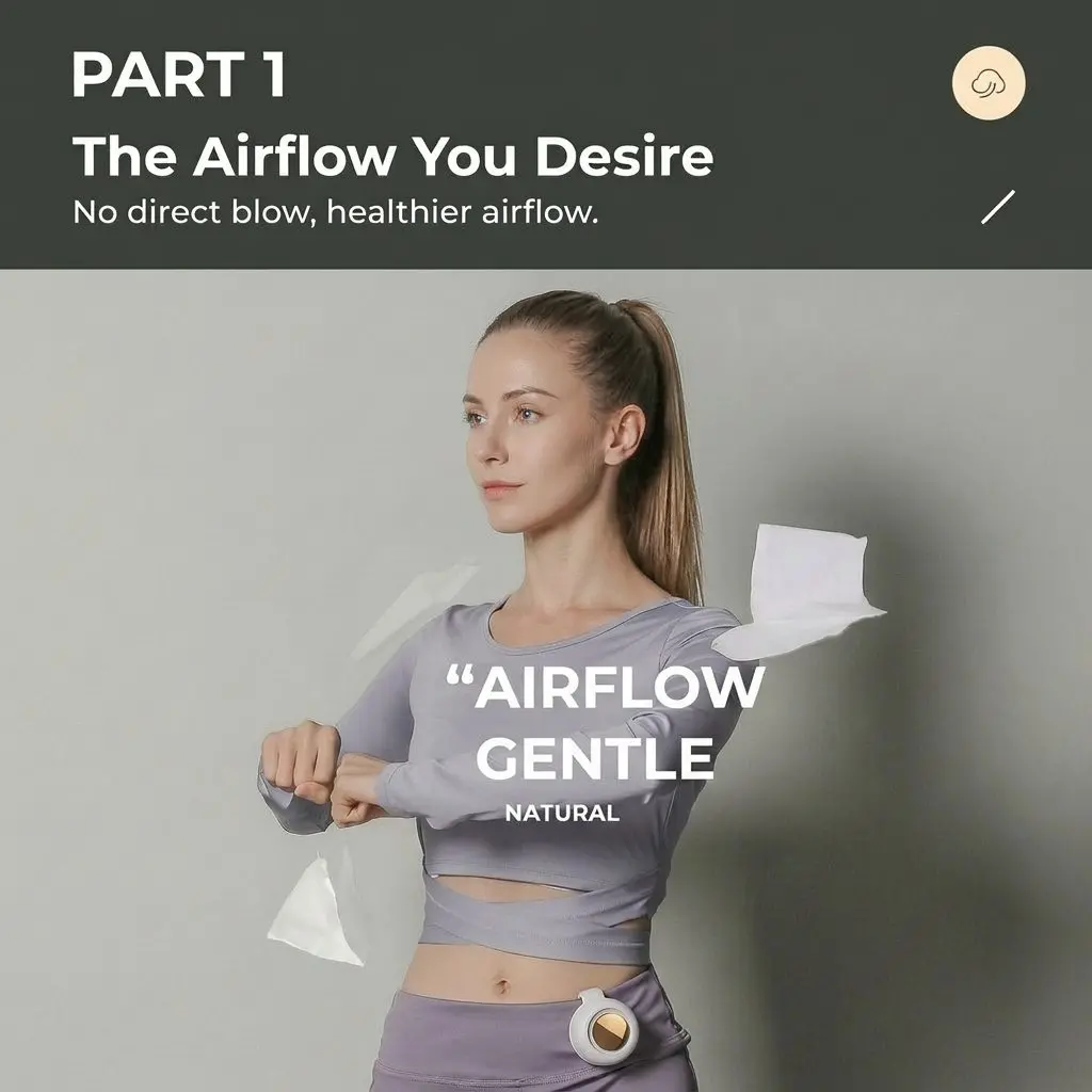 AeroBreeze Portable Bladeless Clip-On Waist Fan 14 AeroBreeze natural airflow demo