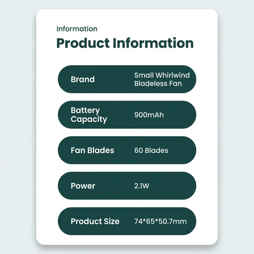 AeroBreeze Portable Bladeless Clip-On Waist Fan 18 AeroBreeze specifications