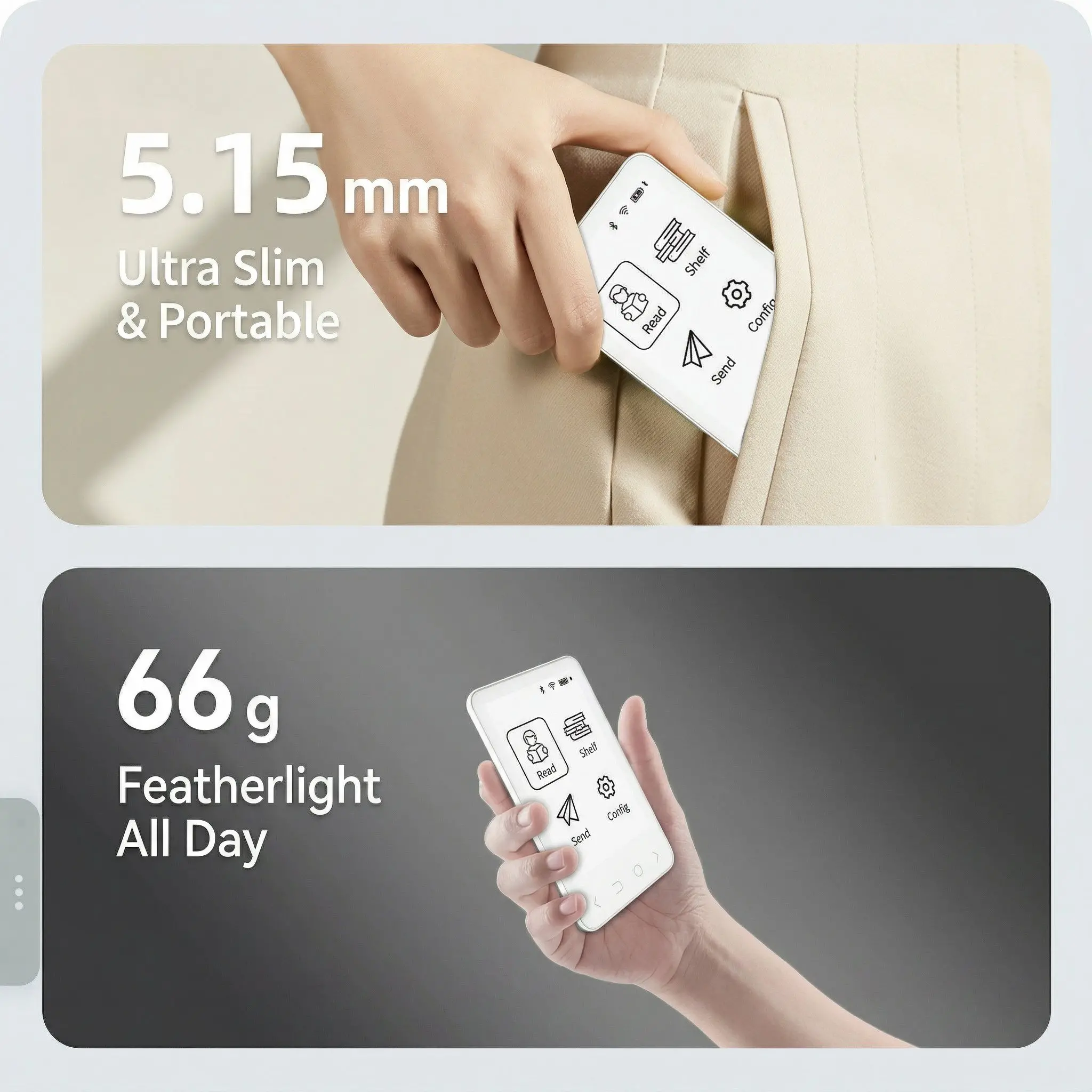 Kaiconn Pocket S1 Mini Magnetic E-Ink eReader - Portable 3.52" Eye-Care E-Book for Commuters and Students 37 Kaiconn Pocket S1 mini eReader in pocket