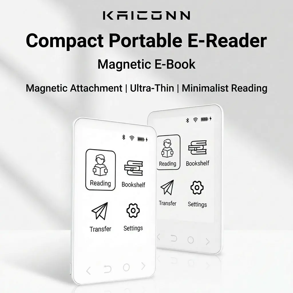 Kaiconn Pocket S1 Mini Magnetic E-Ink eReader - Portable 3.52" Eye-Care E-Book for Commuters and Students 42 Kaiconn branding and portable e-reader overview