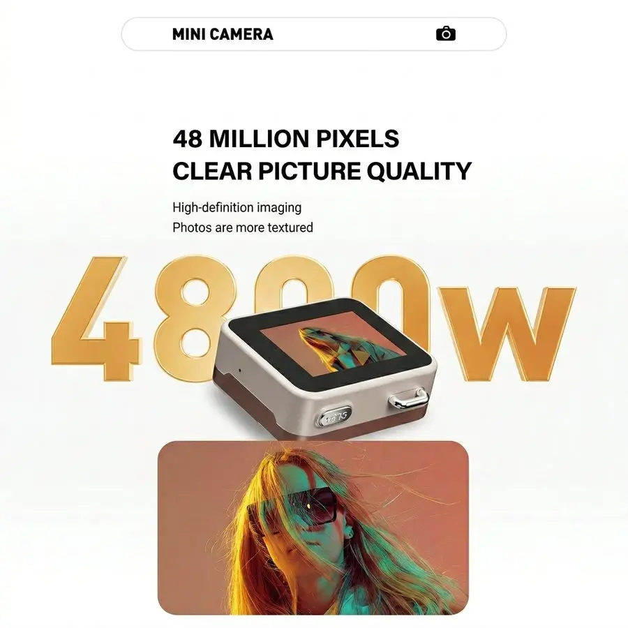 Mini Retro Digital Camera - HD Vintage Pocket Camera for Students and Vlogging 38 48MP clear picture quality
