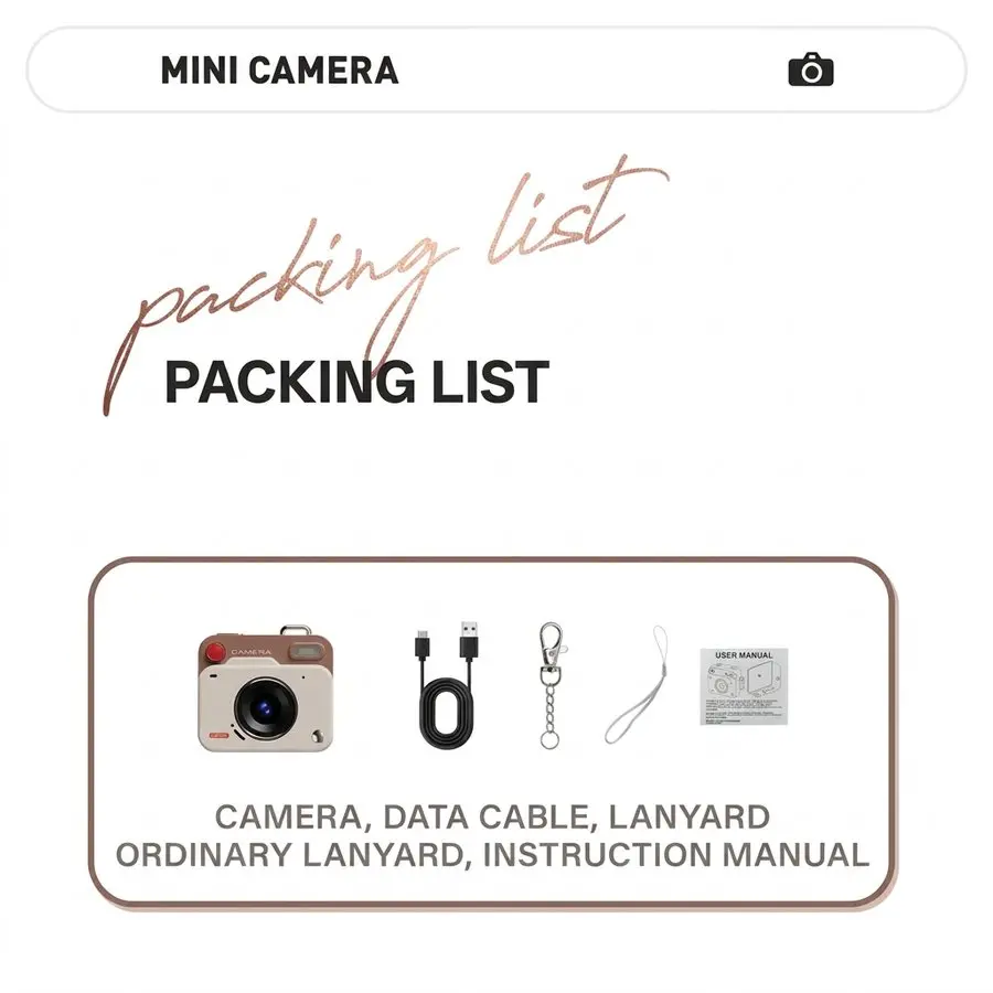Mini Retro Digital Camera - HD Vintage Pocket Camera for Students and Vlogging 44 Package contents