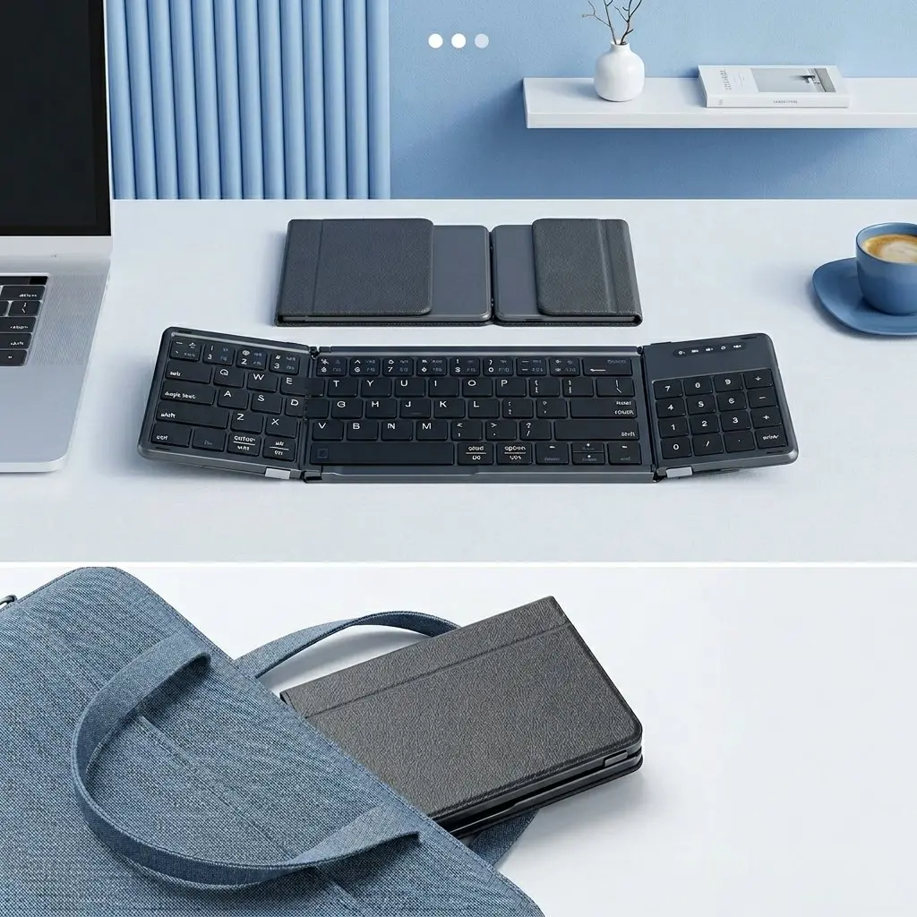 Premium Tri-Fold Wireless Bluetooth Keyboard with Integrated Touchpad & Numpad 43 a049 11