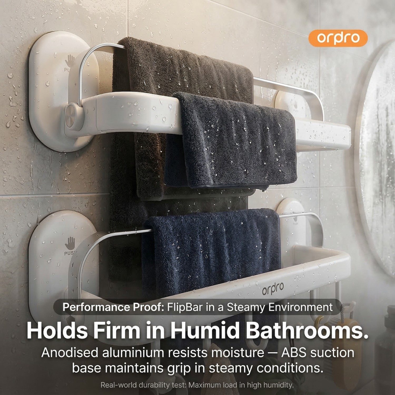 FlipBar Aluminium Foldable Towel Rack No-Drill - product image