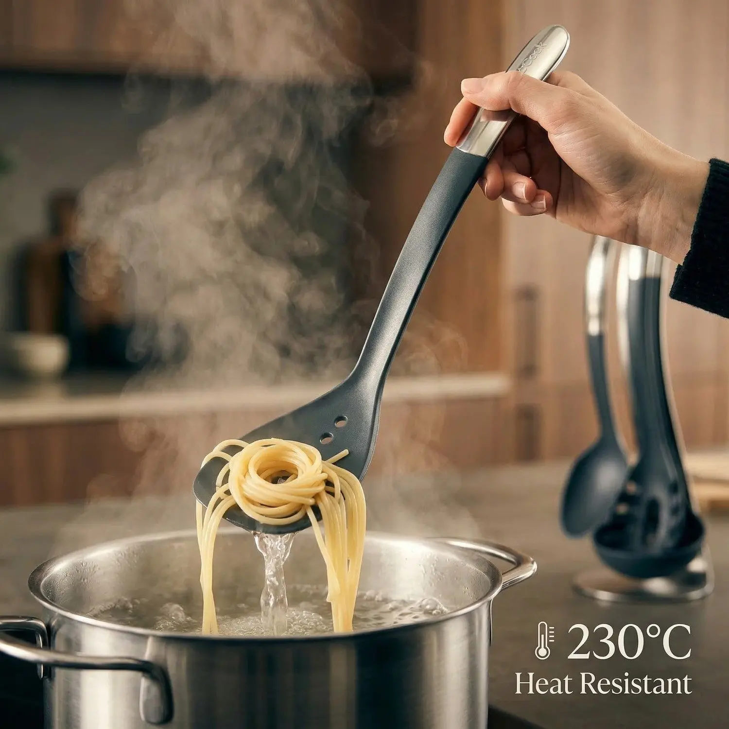 NordCook Magnetic 6-Piece Kitchen Utensil Set – Minimalist Cooking Tools, Heat-Resistant Nylon 5 Complete 6-Piece Kitchen Kit