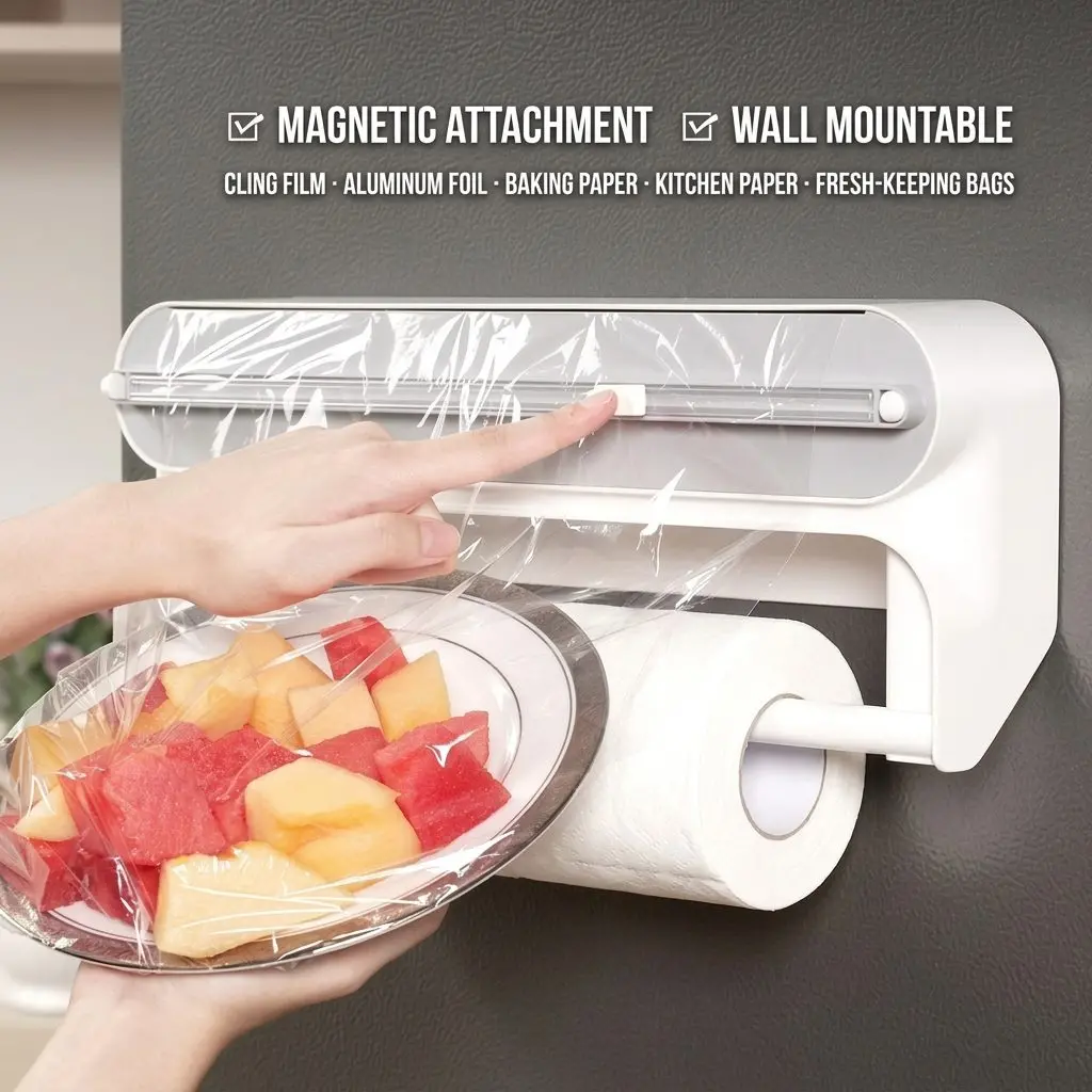 MagCut Magnetic Cling Film Cutter – Fridge Mount, Wall-Stick Dispenser Box for Kitchen Wrap 10 MagCut dimensions and specs