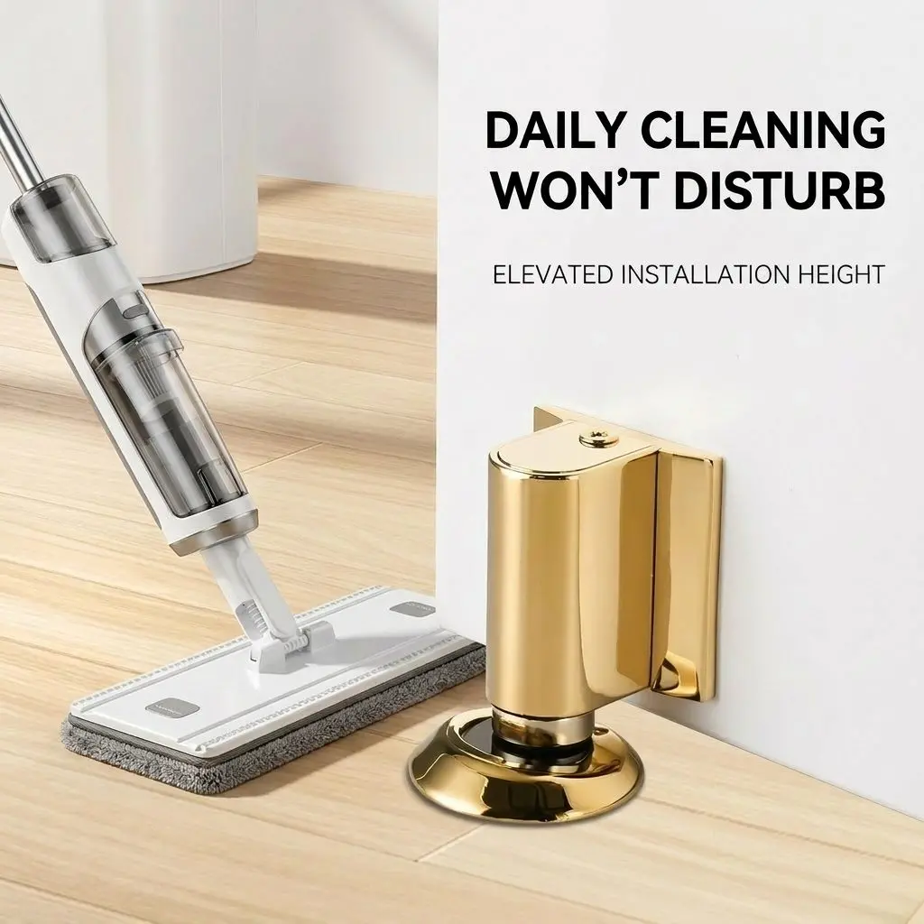 MagStop Invisible Magnetic Door Stopper – No-Drill Floor Mount, Silent Anti-Collision Door Hold 2 Magnetic Invisible Hold infographic