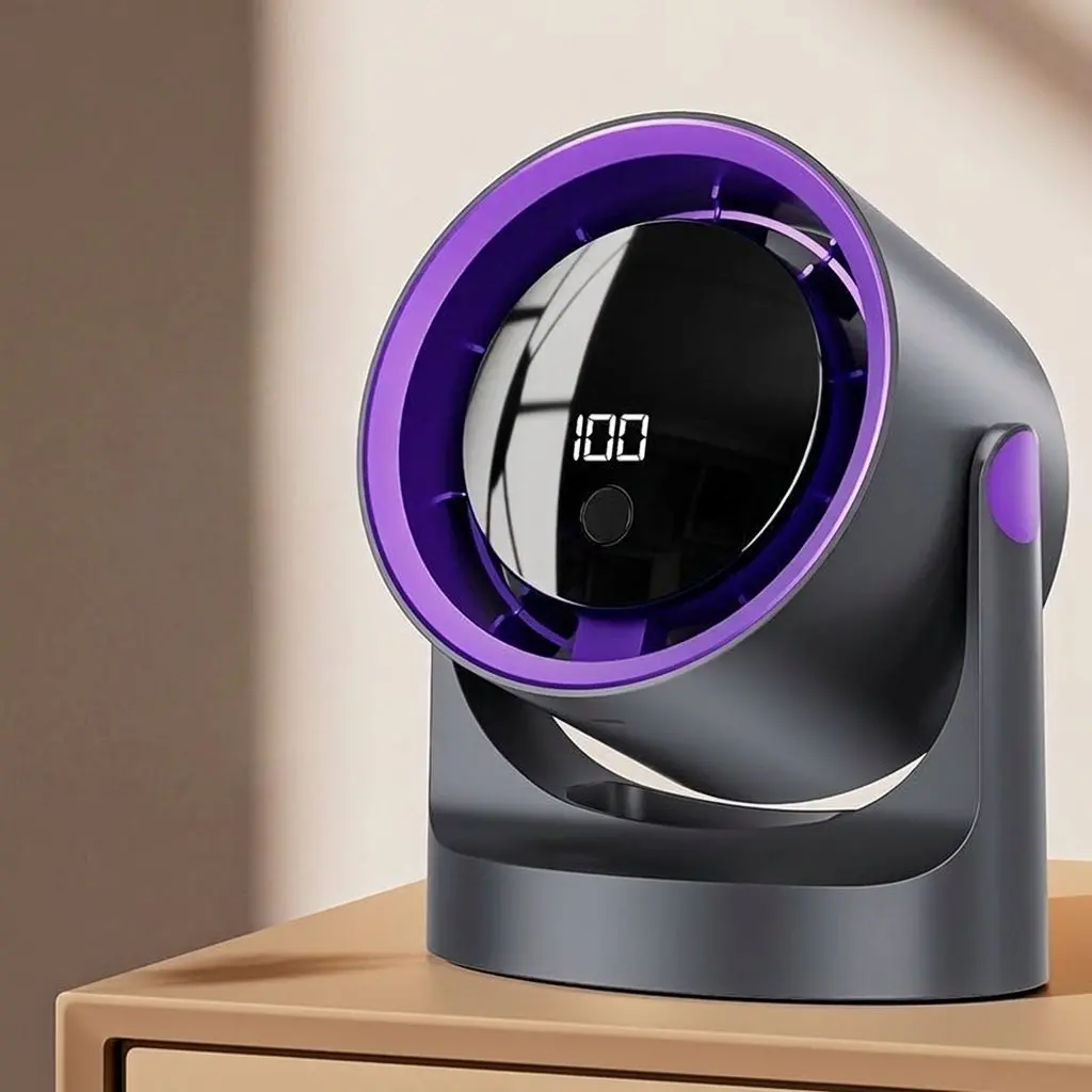 Premium Portable USB Rechargeable Desk Fan with Digital Display & 5 Speeds 3 Dark Edition Fan