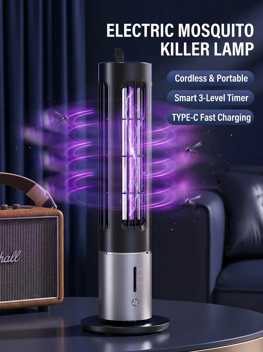 Premium UV LED Mosquito Killer Lamp & Smart Night Light - Rechargeable Indoor Bug Zapper 1 Premium UV LED Mosquito Killer Lamp