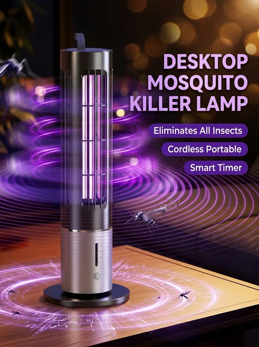 Premium UV LED Mosquito Killer Lamp & Smart Night Light - Rechargeable Indoor Bug Zapper 2 UV Mosquito Killer Lamp in use