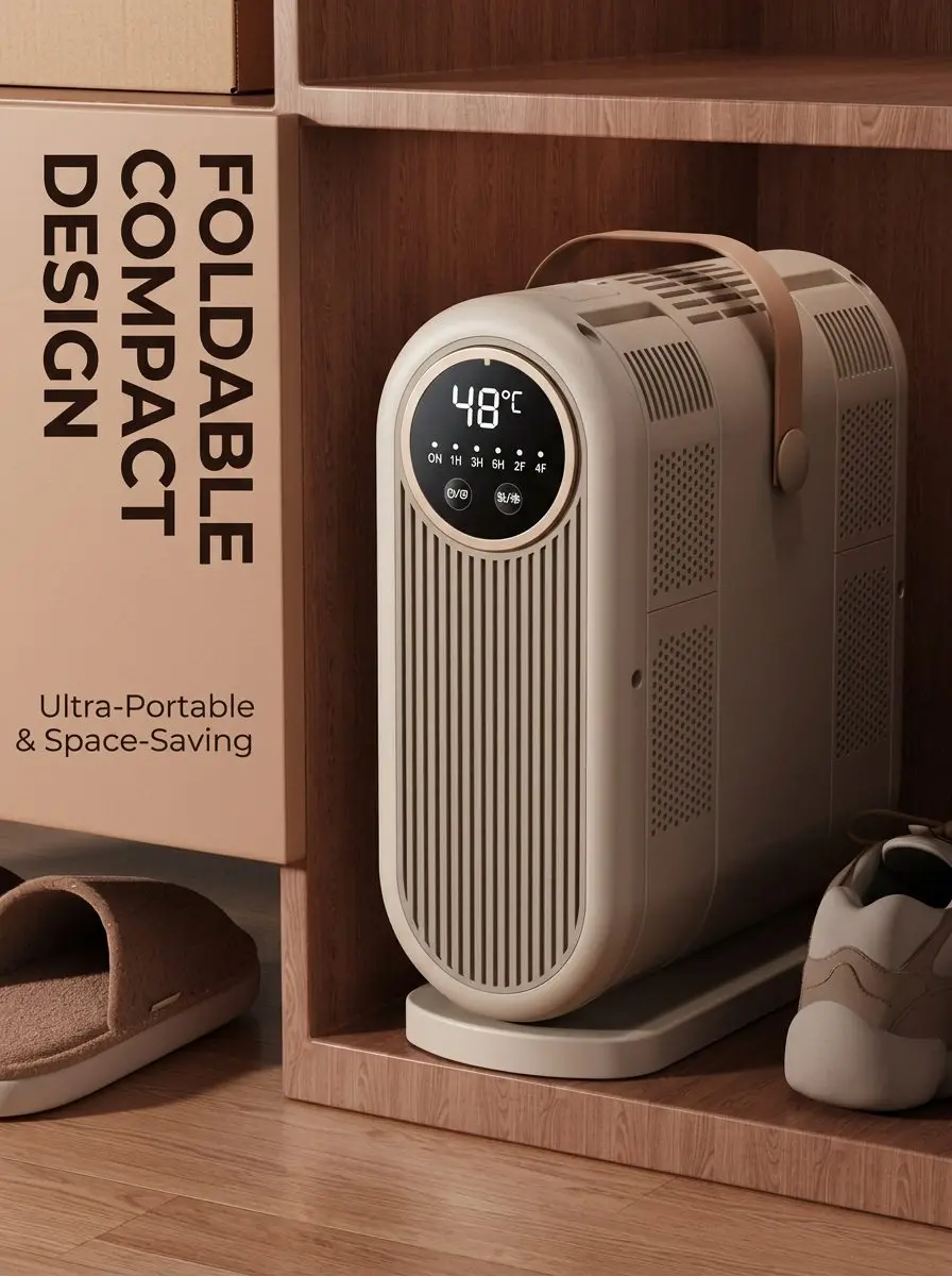 Premium Smart Foldable Shoe Dryer & Deodorizer - Electric Boot Warmer with Sterilization 4 Shoe Dryer in Use