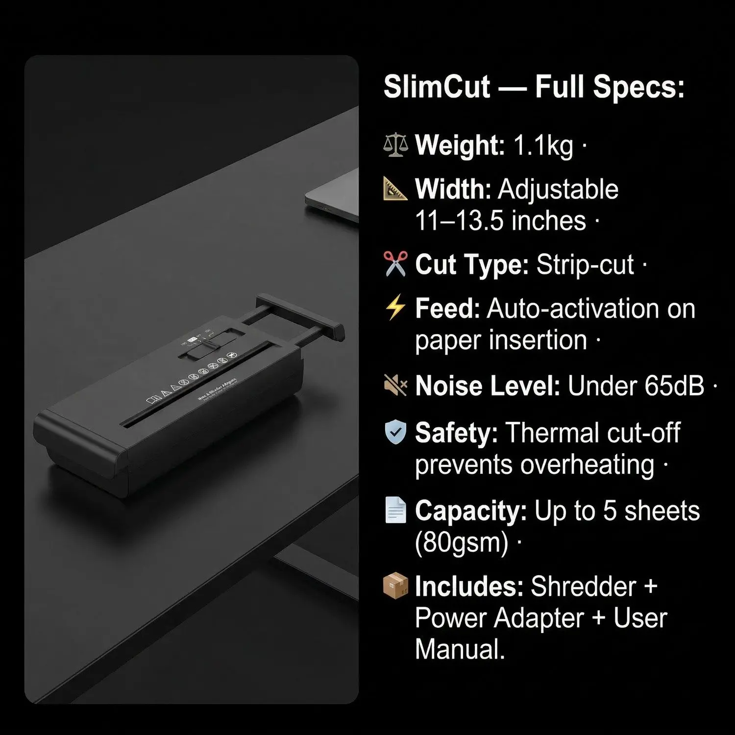 SlimCut Auto Paper Shredder – Portable Home Office Document Shredder, Strip-Cut, Lightweight 3 Privacy protection infographic