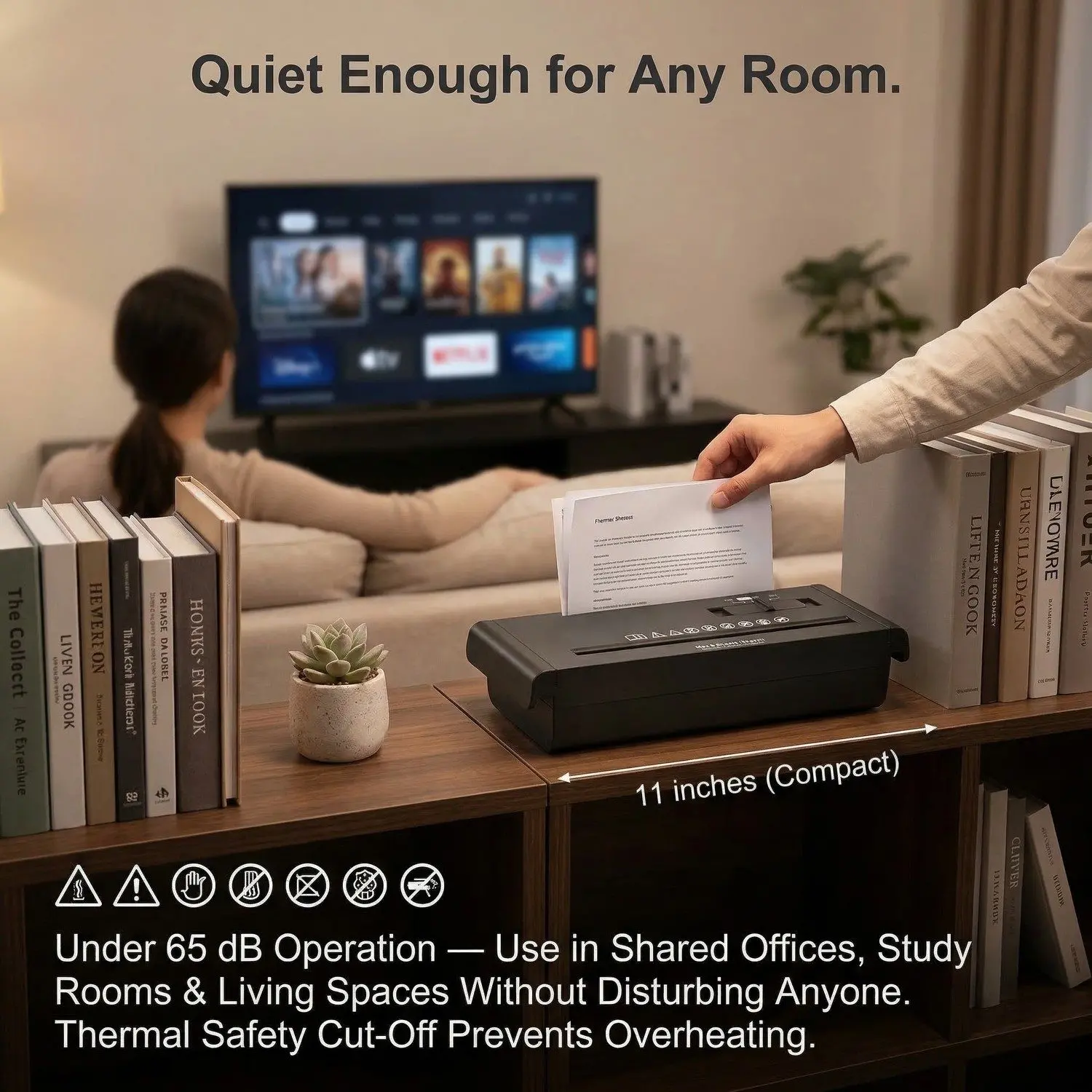 SlimCut Auto Paper Shredder – Portable Home Office Document Shredder, Strip-Cut, Lightweight 8 Active shredding close-up