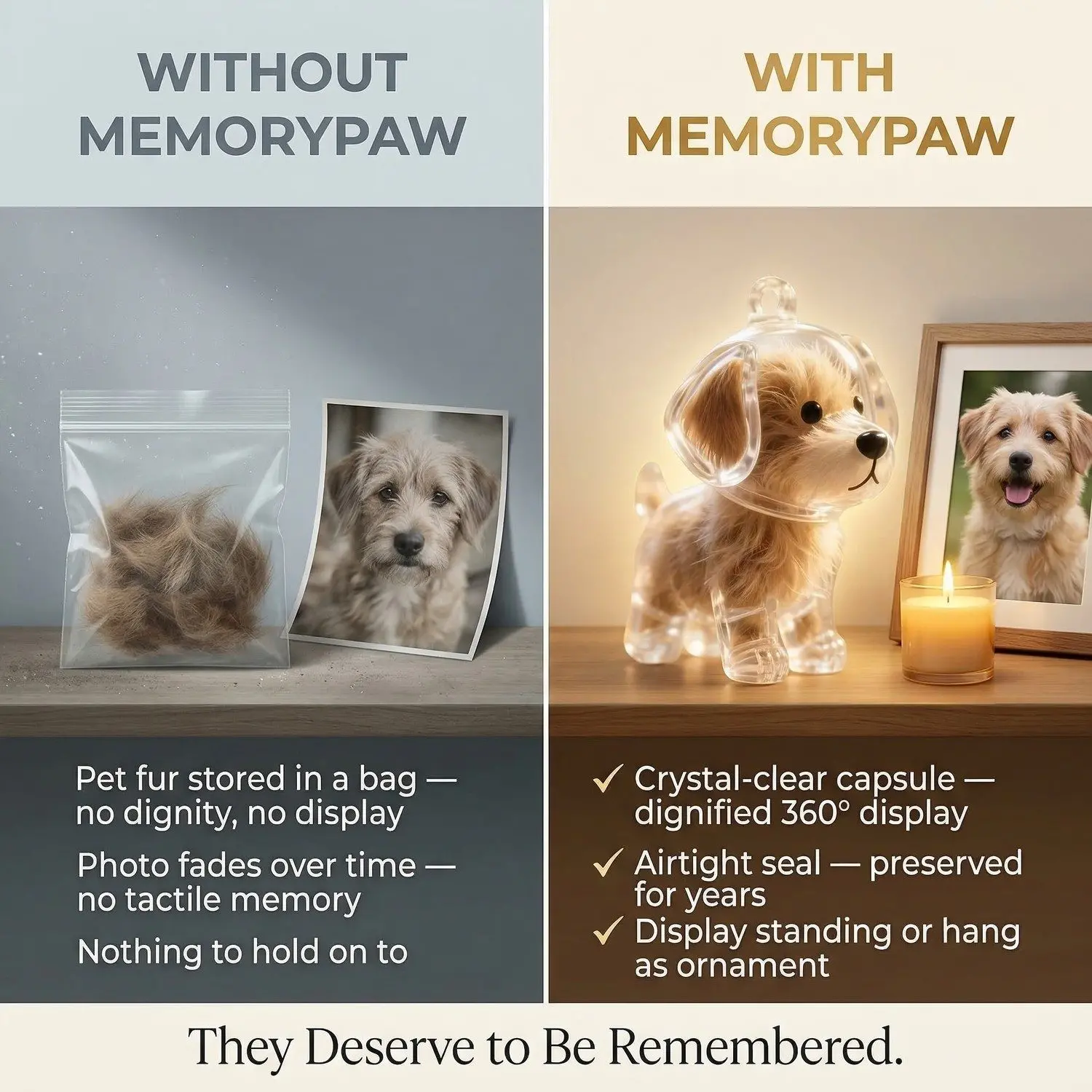 MemoryPaw Pet Fur Keepsake Capsule – Transparent Animal Hair Ball Display Case, Memorial Ornament 6 compressed MemoryPaw Pet Fur Keepsake Capsule 2 1